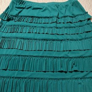 Pleated Ruffle Green Skirt